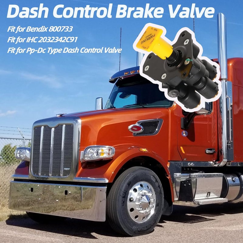 Riyhch PP-DC Dash Control Brake Valve Fit for Bendix 800733, IHC 2032342C91, Metal Air Control Valve with 3 Ports, 3/8 in Threaded Inlet, NPT Outlet, Polypropylene Body, Black Yellow - Image 2
